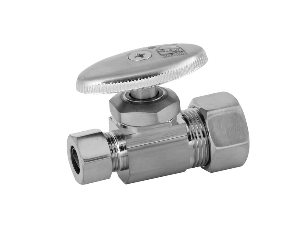 New ❤️ PROFLO® 5/8 x 3/8 in. Compression Straight Supply Stop Valve in Brushed Nickel 🥰 3 New ❤️ PROFLO® 5/8 x 3/8 in. Compression Straight Supply Stop Valve in Brushed Nickel 🥰